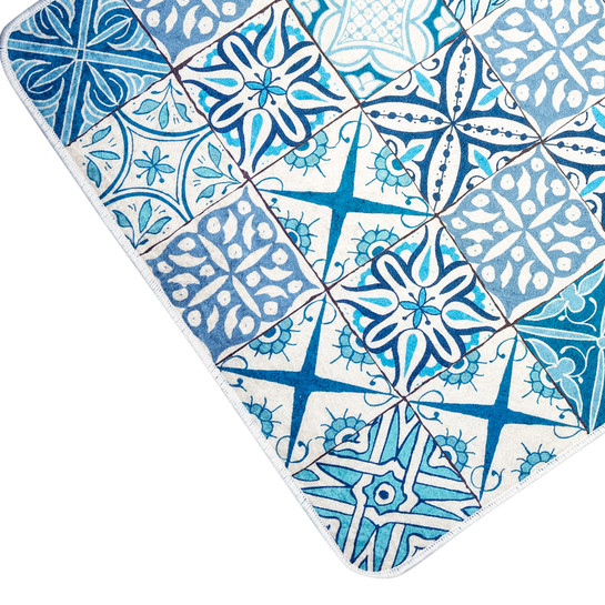 Karaca Home Blue Patch 2 Parça Baskılı Banyo Halısı