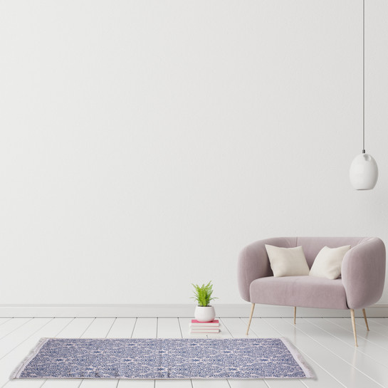 Karaca Home Bej Lacivert Çift Taraflı Kilim