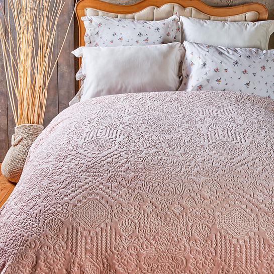 Karaca Home Leslie Pudra Çift Kişilik Embosy Battaniye 