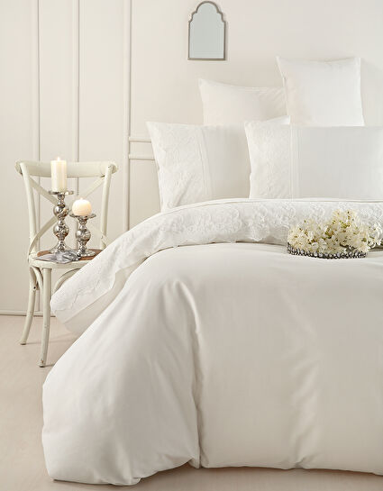 Karaca Home Solita Ekru Dantelli Saten Nevresim Takımı