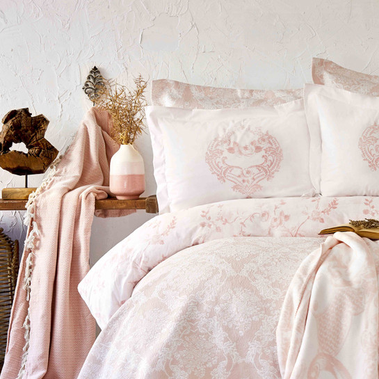 Karaca Home Quatre Royal Saten Pudra 9 Parça Pike Battaniyeli Duet Set