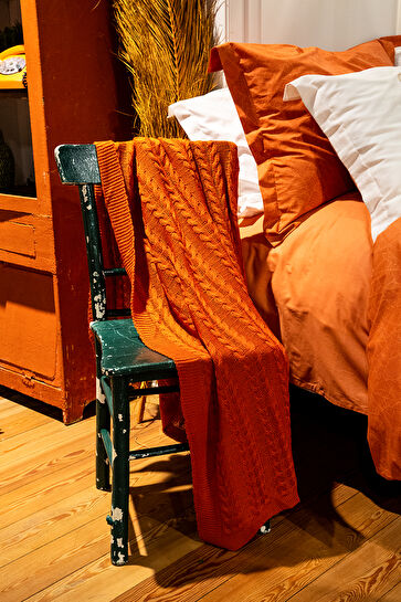 Karaca Home Lolly Turuncu Örgü Battaniye