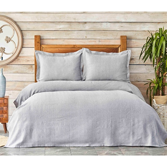 Sarah Anderson Volga Gri Çift Kişilik Yatak Örtüsü Seti