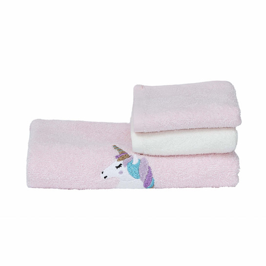 Sarah Anderson Unicorn 3 Parça Pudra %100 Pamuk Havlu Seti