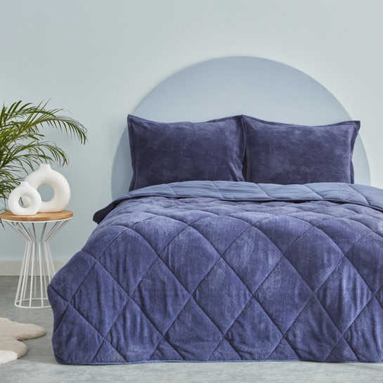 Sarah Anderson Cornelia Sherpa Çift Kişilik Comfort Set İndigo 