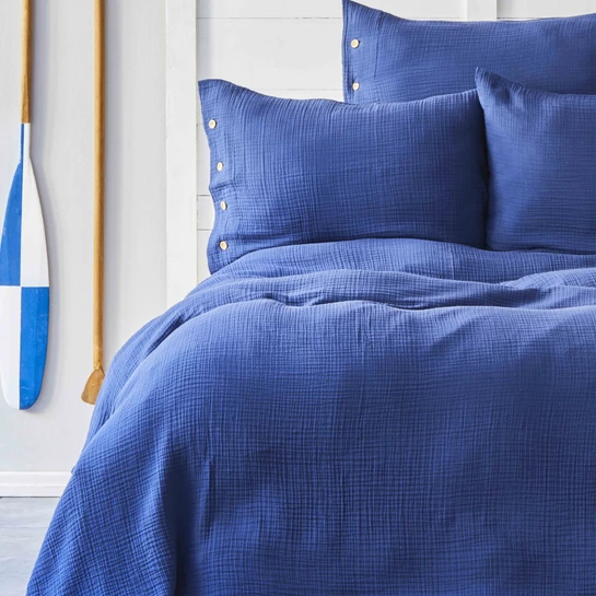 Nautica Home Pruva Lacivert Çift Taraflı Çift Kişilik Müslin Yatak Örtüsü Seti