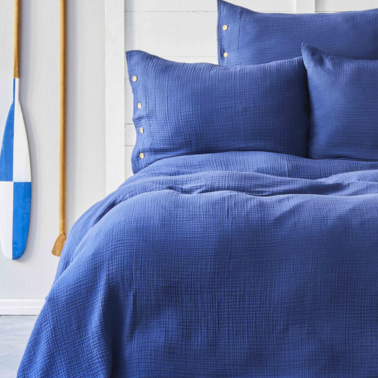 Nautica Home Pruva Lacivert  Çift Taraflı Tek Kişilik Müslin Yatak Örtüsü Seti