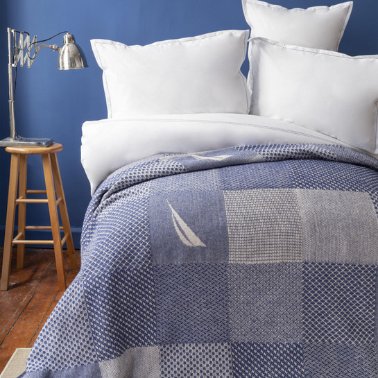Nautica Home Aegina Lacivert Çift Kişilik Patch Pamuk Battaniye