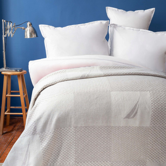 Nautica Home Aegina Gri Tek Kişilik Patch Pamuk Battaniye