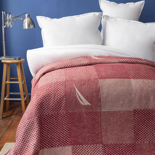 Nautica Home Aegina Kırmızı Tek Kişilik Patch Pamuk Battaniye