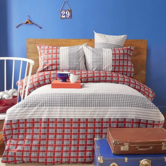 Nautica Home Lord Howe Bordo %100 Pamuk Çift Kişilik Nevresim Seti