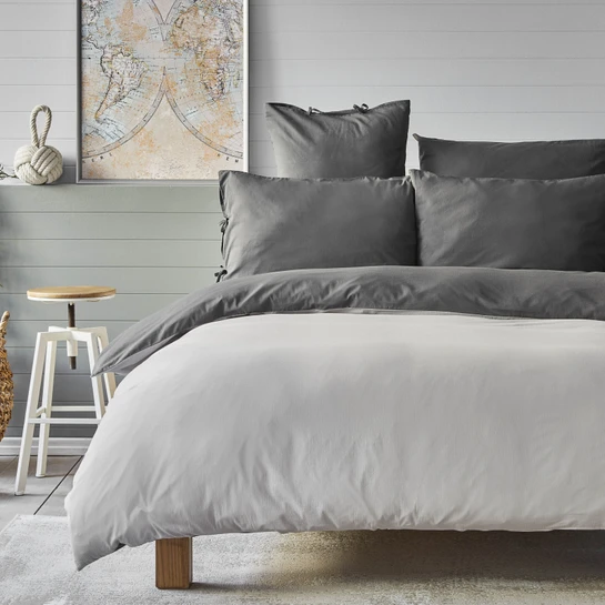 Nautica Home Pruva Antrasit Gri Çift Taraflı Çift Kişilik Nevresim Seti