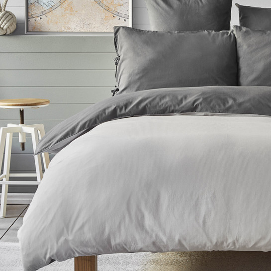 Nautica Home Pruva Antrasit Gri Çift Taraflı Çift Kişilik Nevresim Seti