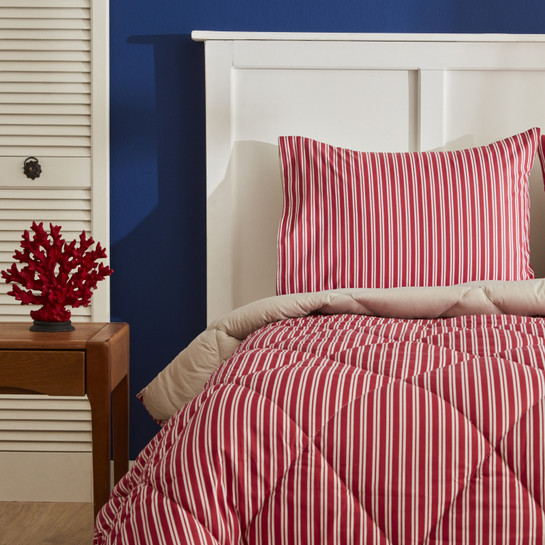 Nautica Home Maritime Stripe Çift Kişilik Comfort Set Red