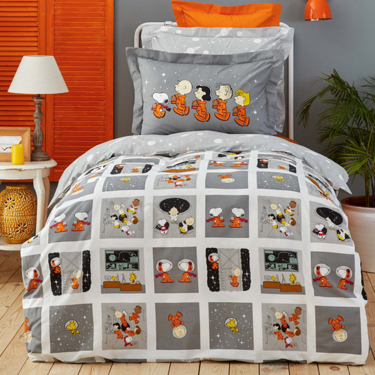 Peanuts by Karaca Home Snoopy Space Tek Kişilik %100 Pamuk Nevresim Takımı