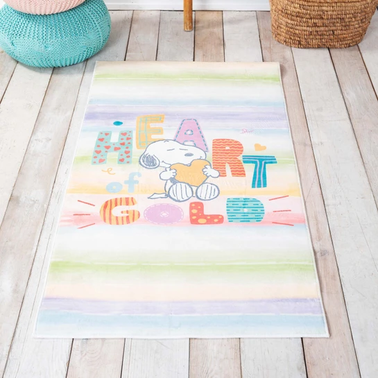 Peanuts by Karaca Home Snoopy Heart Gold Ekstra Yumuşak Çocuk Halısı 80x150 cm