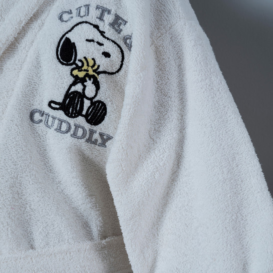 Peanuts by Karaca Home Cute Cuddly Offwhite Nakışlı Çocuk Bornoz 8-10 Yaş