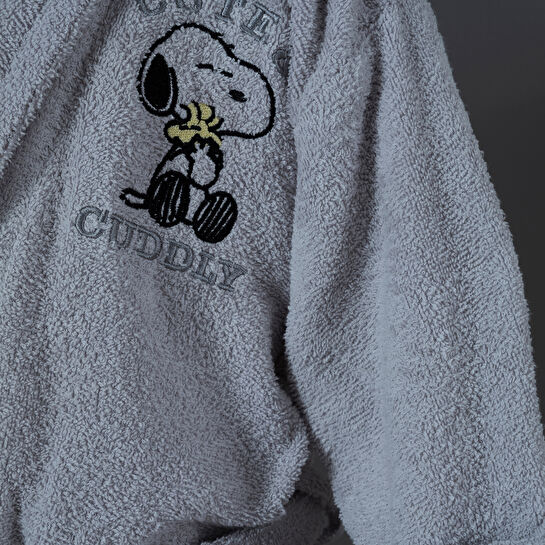 Peanuts by Karaca Home Cute Cuddly Gri Nakışlı Çocuk Bornoz 8-10 Yaş