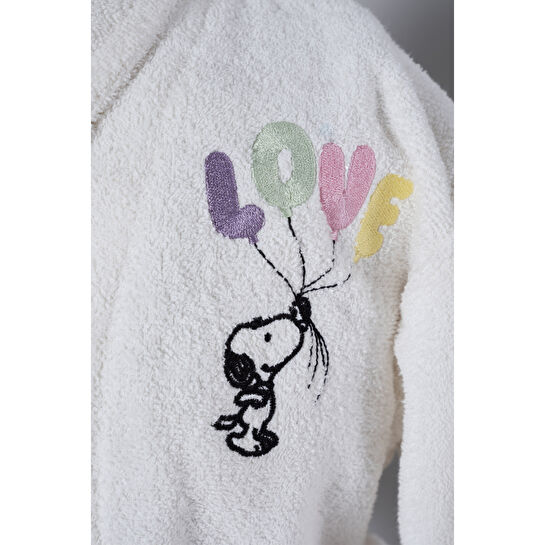 Peanuts by Karaca Home Love Offwhite Nakışlı Çocuk Bornoz Set 6-8 Yaş