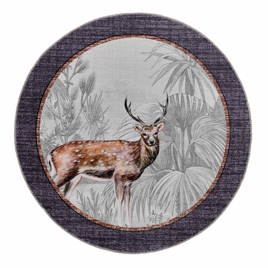 Kaşmir Halı Dekoratif Art Trend Jungle Deer 120x120 cm