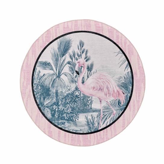 Kaşmir Halı Dekoratif Art Trend Jungle Flamingo 120x120 cm