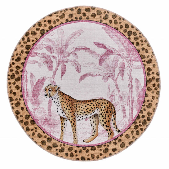 Kaşmir Halı Dekoratif Art Trend Jungle Cheetah 120x120 cm
