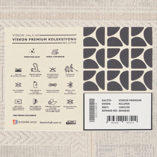 Kaşmir Halı Viskon Premium Nilufer 240x340 cm
