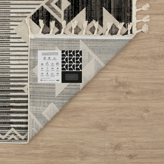 Kaşmir Halı 7/24 İskandinav Fiyort Black 80x300 cm
