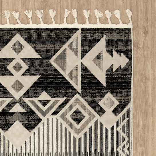 Kaşmir Halı 7/24 İskandinav Fiyort Black 80x300 cm