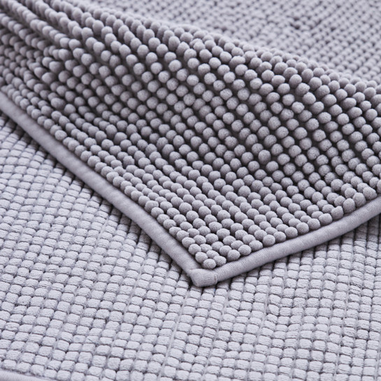 Kaşmir Home Soft Makarna Banyo Paspas Seti Gri 60x90 cm-40x60 cm 