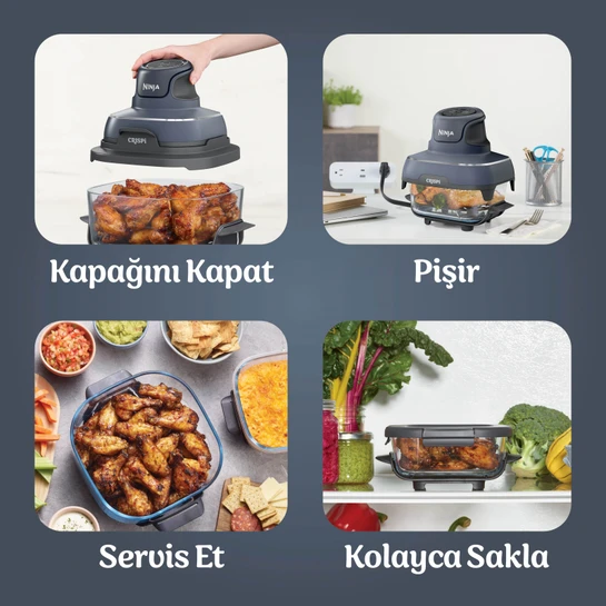 Ninja Crispi 4 in 1 Taşınabilir Cam Hazneli Pişirme Sistemi - Blue