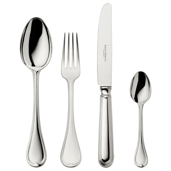 Robbe and Berking Classic Faden 24 Parça Çatal Kaşık Bıçak Seti Gümüş Kaplama