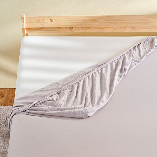 Karaca Container Leona Düz Lastikli Çift Kişilik Çarşaf 200x220 cm Çakıl Taşı