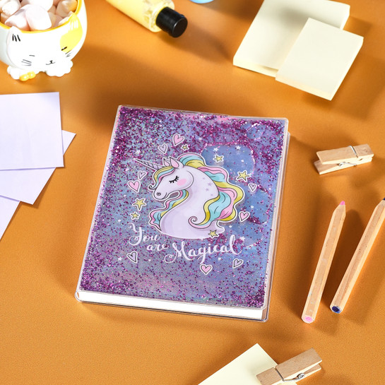 Karaca Container Magical Unicorn Çizgili 40 Yaprak Sulu Simli Defter