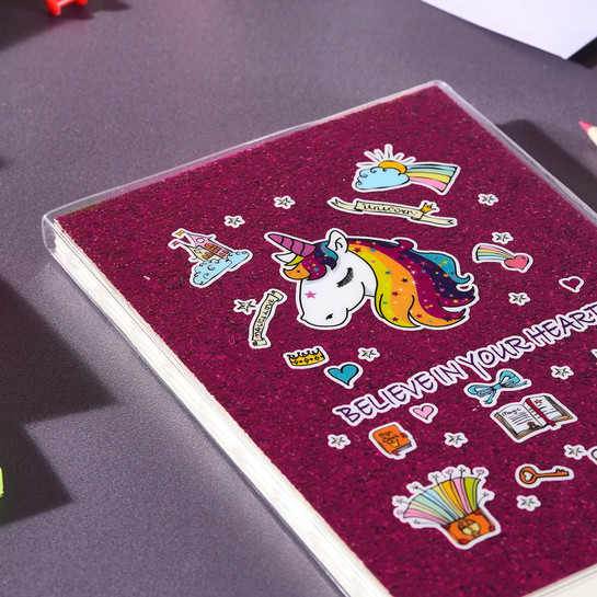 Karaca Container Klasik Unicorn Çizgili 64 Yaprak Simli Defter