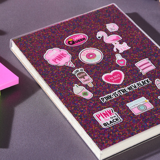 Karaca Container Pink Çizgili 64 Yaprak Simli Defter