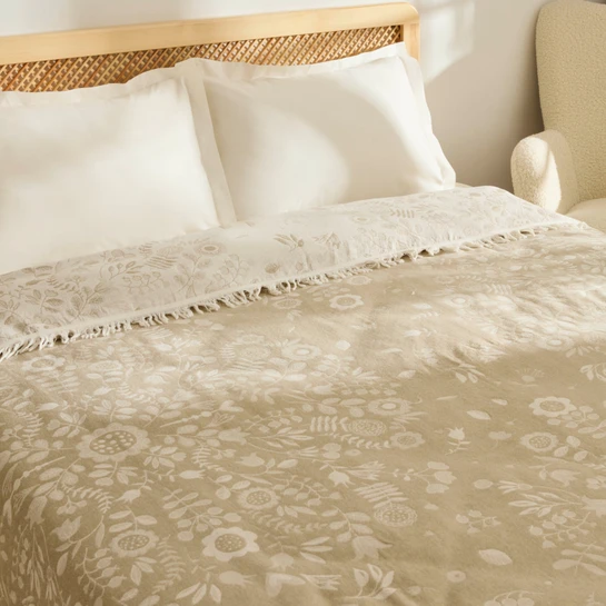 Kaşmir Home Grasy Çift Kişilik Jakar Muslin Pike Çağla
