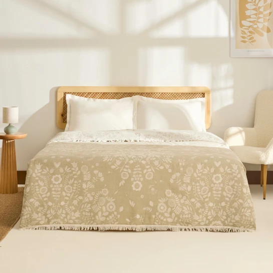 Kaşmir Home Grasy Çift Kişilik Jakar Muslin Pike Çağla