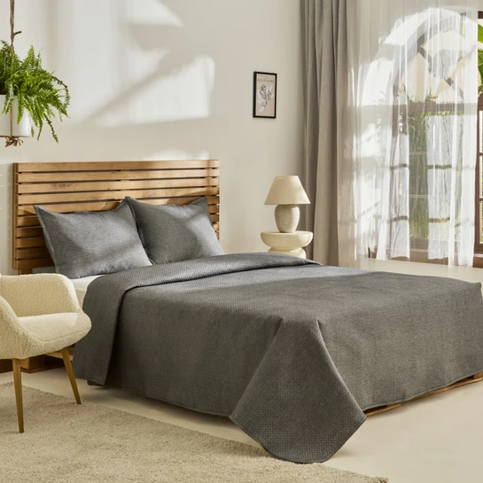 Kaşmir Home Arven Çift Kişilik Yatak Örtüsü Takımı Antrasit