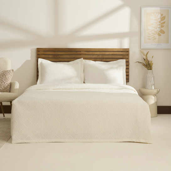 Kaşmir Home Serenty Çift Kişilik Yatak Örtüsü Takımı Offwhite