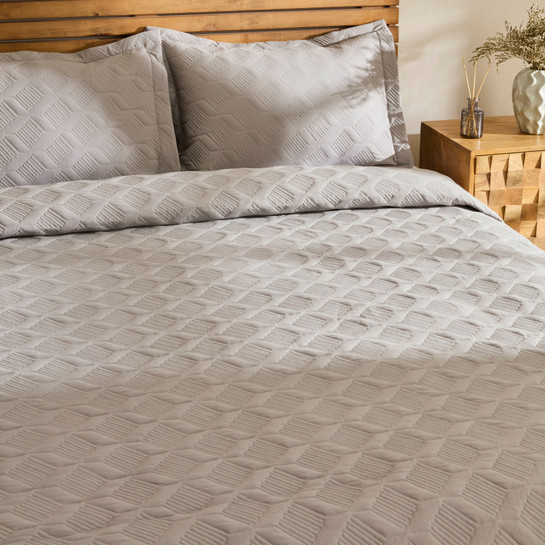 Kaşmir Home Greta Geometrik Çift Kişilik Yatak Örtüsü Takımı Koyu Gri 230x240 cm