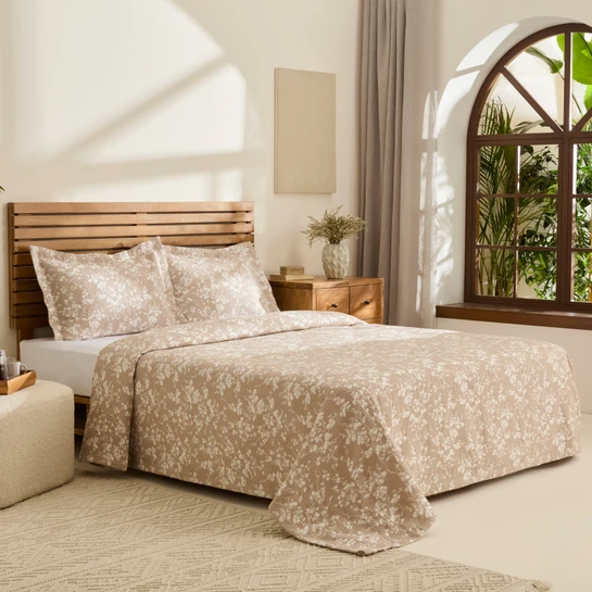 Kaşmir Home Eternal Çift Kişilik Yatak Örtüsü Takımı Bej