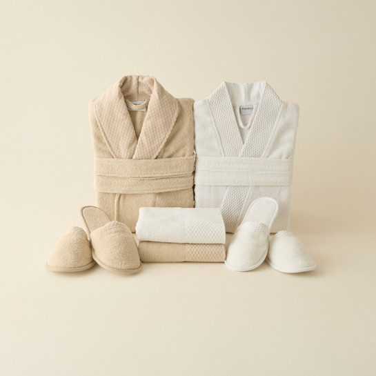 Kaşmir Home Pery 6 Parça Aile Banyo Seti Offwhite-Bej