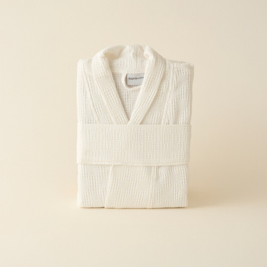 Kaşmir Home İris Waffle Bornoz Offwhite L-XL