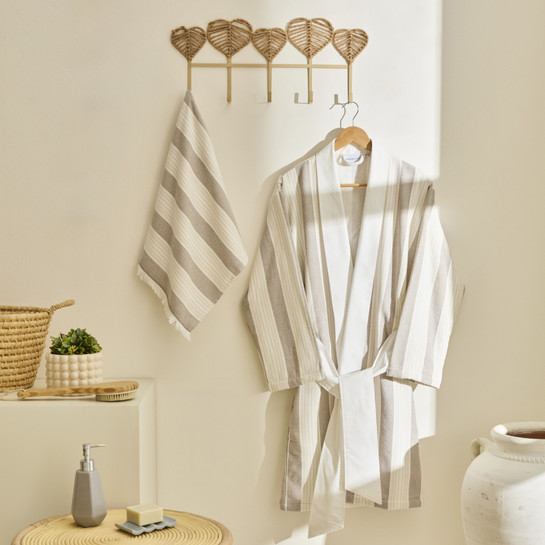 Kaşmir Home Helen Kimono Set Offwhite-Bej L-XL