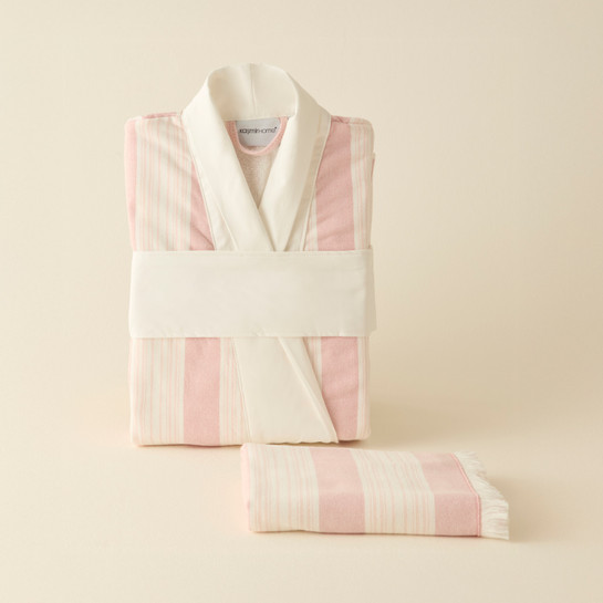 Kaşmir Home Helen Kimono Set Offwhite-Rose L-XL