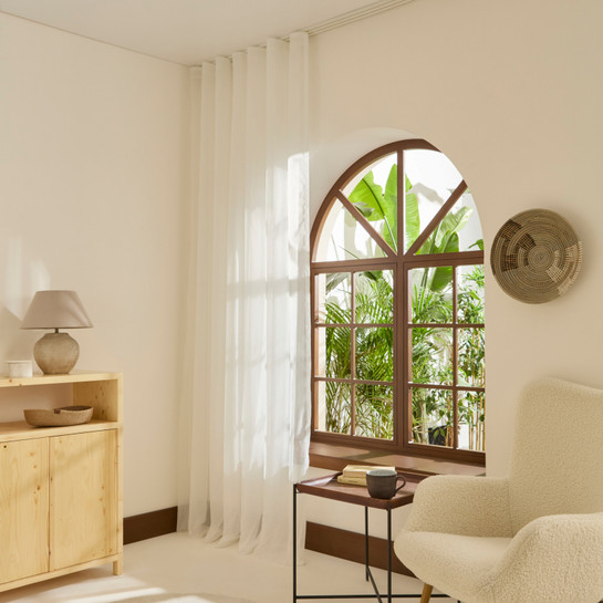 Kaşmir Home Edna Simli Tül Bambu Perde Offwhite 300x270 cm