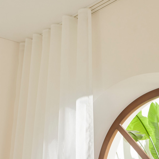 Kaşmir Home Edna Simli Tül Bambu Perde Offwhite 300x270 cm
