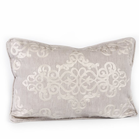 Karaca Home Classic Ekru Damask Nakışlı Kırlent
