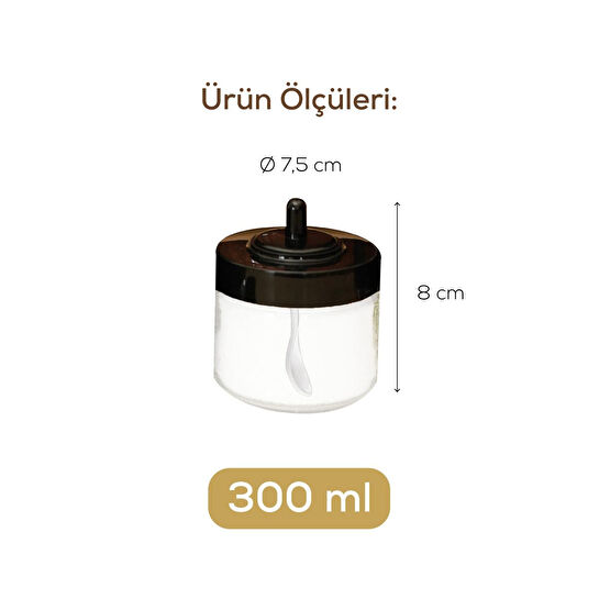 Vienev Siyah Serigrafi Etiketli 12 Adet Kapağı Kendinden Kaşıklı Baharatlık Seti Kısa